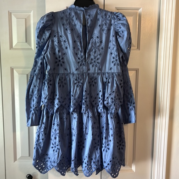 ZARA eyelet puff long sleeve mini dress size small - Picture 9 of 11
